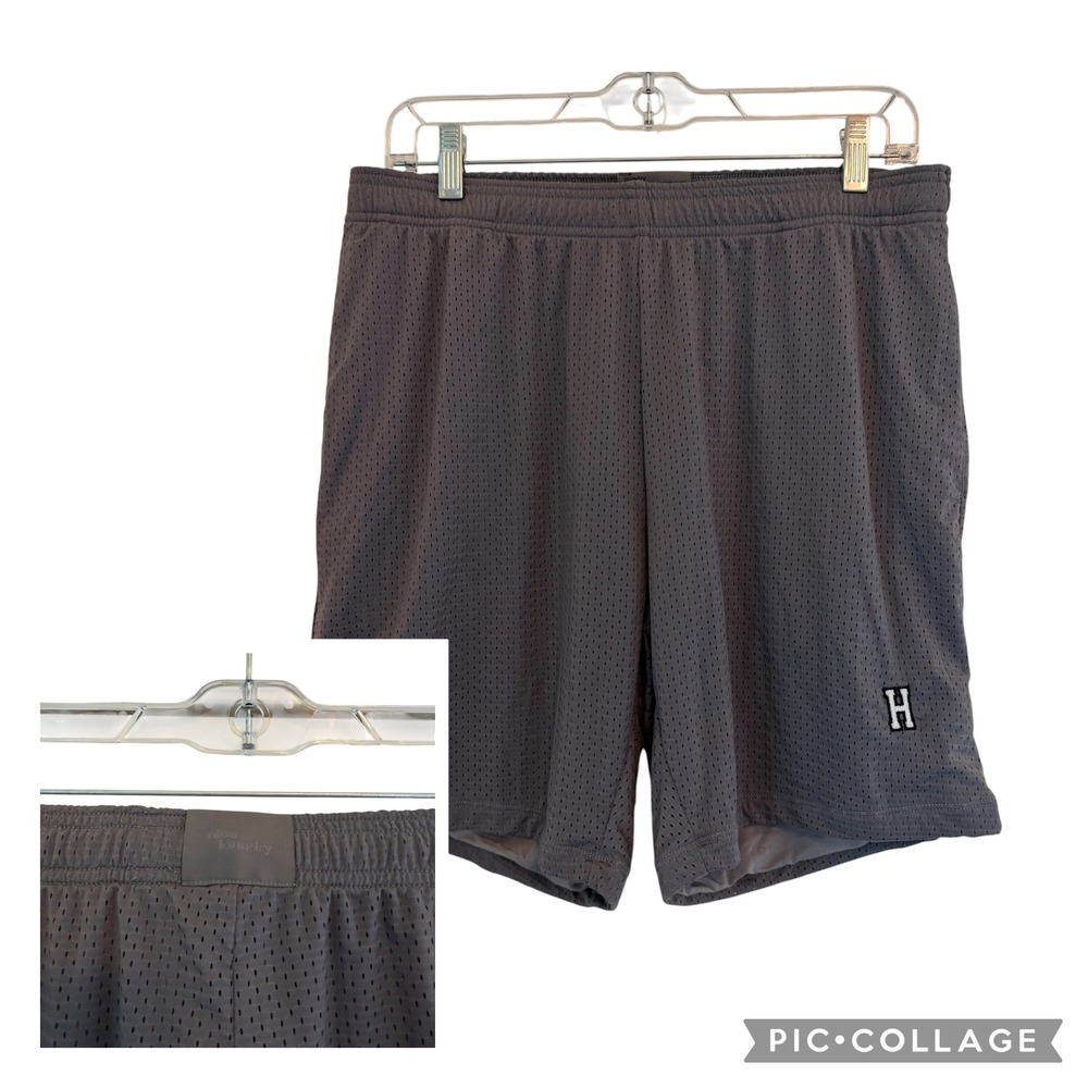 Nice Laundry Mens Mesh Gym Shorts Charcoal Grey Micromodal Lined Size Large